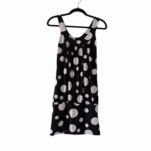 F/L Shift Dress Womens Size S Black & White Polka Dot Sleeveless Knee